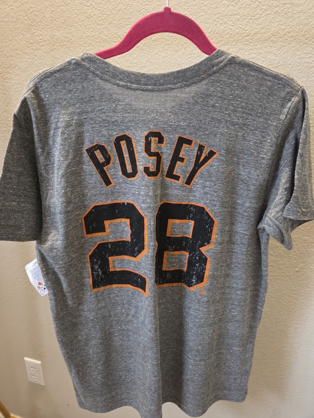 NWT- Genuine MLB Gray 'Posey 28' SF Giants Tshirt w/ Black & Orange - Size Large